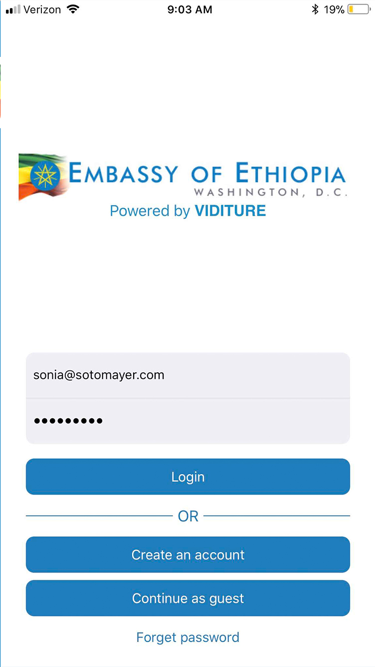 Mobile App for Embassy of Ethiopia